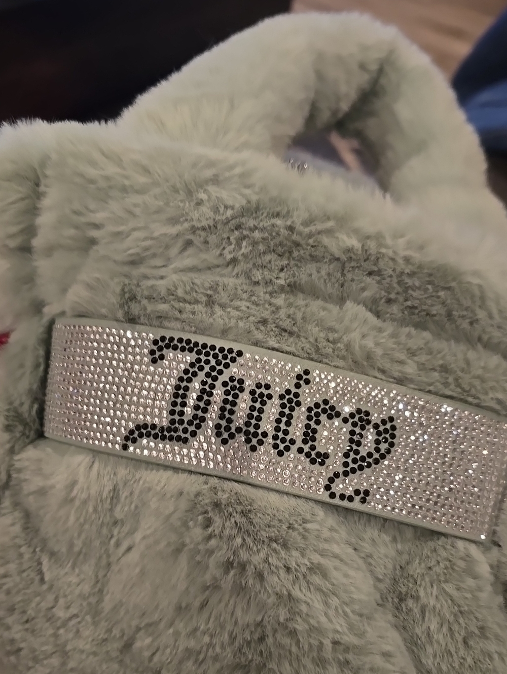 Juicy Couture Silver Crystal Logo Key/Card Holder with Black Accent